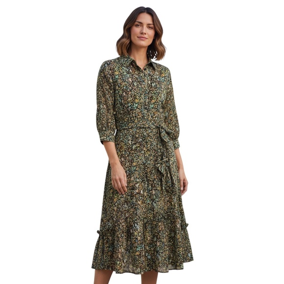 MAISON MAYLE BLACK MULTI PRINTED SILK BLOUSE AND SKIRT TWO-PIECE SET - Picture 6 of 6